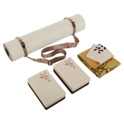 Набір для йоги Bloom 4в1 килимок, ремінь-стяжка, 2 блоки для йоги, рушник для йоги, білий-коричневий, код: LB7103-S52 Набір для йоги Bloom 4в1 килимок, ремінь-стяжка, 2 блоки для йоги, рушник для йоги, білий-коричневий, код: LB7103-S52