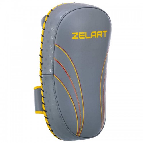Пади для тайського боксу Тай-педи Zelart 180x110x340 мм, 2 шт, сірий-жовтий, код: BO-3876_GR