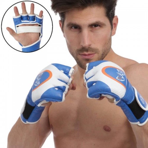 Рукавички для змішаних єдиноборств FitBox MMA Riv L синій, код: MA-3305_LBL