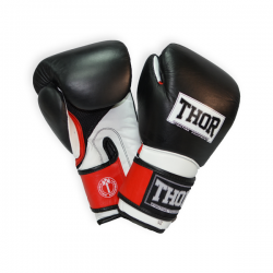 Рукавиці боксерські Thor Pro King 16oz шкіра, чорно-червоно-білі, код: 8041/02 (Leather) B/R/Wh 16 oz.