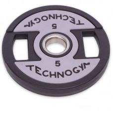 Диски поліуретанові Technogym з хватом і металевою втулкою 5 кг (d-51мм), код: TG-1837-5-S52