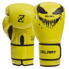 Рукавички боксерські Zelart PU 12 унцій, лимонний-чорний, код: BO-1370_12_YBK-S52