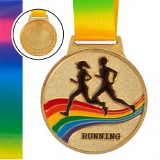 Медаль спортивна зі стрічкою кольорова PlayGame Біг d-65 мм золота, код: C-0337_G