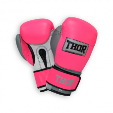 Рукавиці боксерські Thor Typhoon 12oz шкіра, код: 8027/02 (Leath) Pink/Grey/W 12 oz.