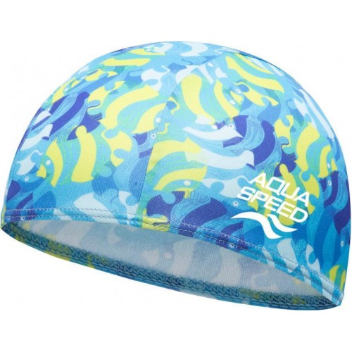 Шапка для плавання дитяча Aqua Speed Baby Cap Print 61717 блакитний-жовтий, код: 5905718617173