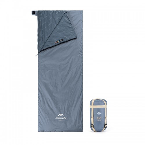 Спальник надлегкий Naturehike Ultralight LW180 NH21MSD09 (15°C), лівий, розмір XL (2050х850 мм), сіро-синій, код: 6927595777978-L-AM