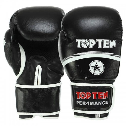 Рукавички боксерські TopTen Performance шкіра, 10oz, чорний, код: TOP-041_10BK