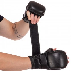 Рукавички гібридні для єдиноборств ММА UFC True ThaiI S, чорний, код: BO-0487_SBK