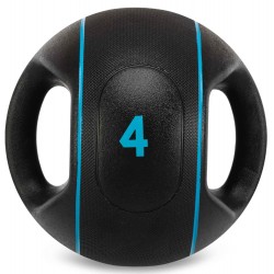 Медбол м"яч медичний дворучний з хватами LiveUp Medicine Ball 4кг, чорний, код: LP8111-4