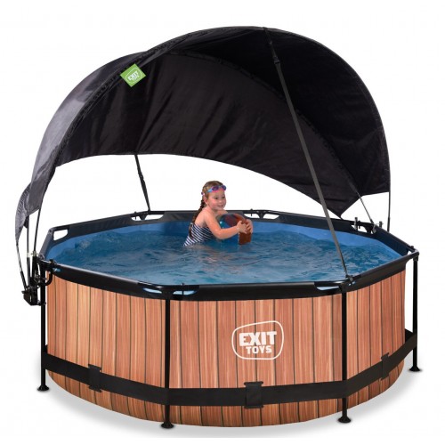 Басейн каркасний Exit "Дерево" з тентом, 244х76 см, код: 30.35.08.10