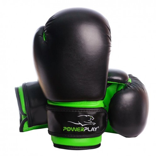 Боксерські рукавиці PowerPlay JR Classic 8 унцій, чорний-зелений, код: PP_3004JR_8oz_Black/Green