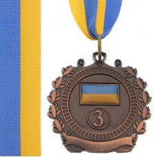 Медаль спортивна зі стрічкою SP-Sport Ukraine бронза, код: C-3162_B-S52
