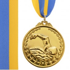 Медаль спортивна зі стрічкою PlayGame Плавання золота, код: C-7015_G