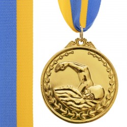 Медаль спортивна зі стрічкою PlayGame Плавання золота, код: C-7015_G
