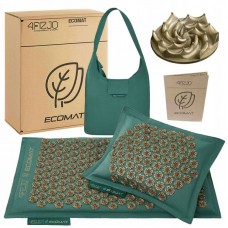 Килимок акупунктурний з подушкою 4Fizjo Eco Mat Аплікатор Кузнєцова 680х420 мм, Navy Green/Gold, код: P-5907739312891