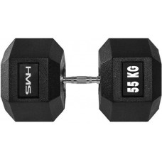 Гантель прогумована HMS Hex Pro 1х55 кг, код: M-1470404-IN