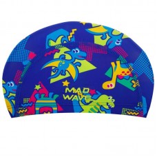 Шапочка для плавання дитяча MadWave Dinos синій, код: M052902-S52 Шапочка для плавання дитяча MadWave Dinos синій, код: M052902-S52