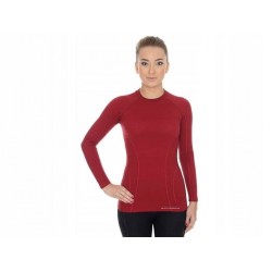 Термофутболка з довгим рукавом жіноча Brubeck Active Wool S, цегляно-червоний, код: LS12810-brick red-S