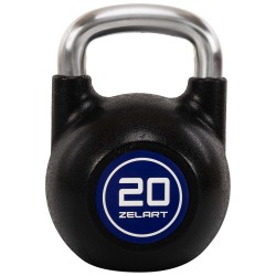 Гиря змагальна цільна чавунна з CPU покриттям та хромованою ручкою Zelart 20кг, чорний, код: TA-4756-20