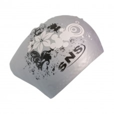 Шапочка для плавання SNS для довгого волосся KW-3СЕ silver flowers, срібний, код: 11344-SNS