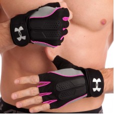 Рукавички для фітнесу та важкої атлетики UAR XL, чорний-рожевий, код: BC-2682_XLBKP