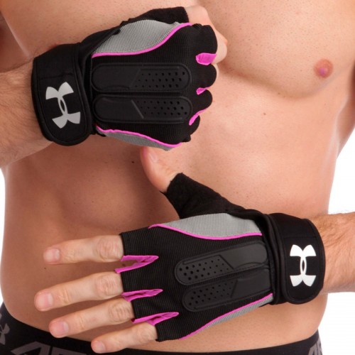Рукавички для фітнесу та важкої атлетики UAR XL, чорний-рожевий, код: BC-2682_XLBKP