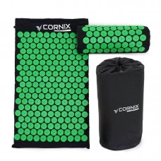 Килимок акупунктурний з валиком Аплікатор Кузнєцова Cornix Classic Mat 720х420х20 мм, чорний-зелений, код: XR-0110