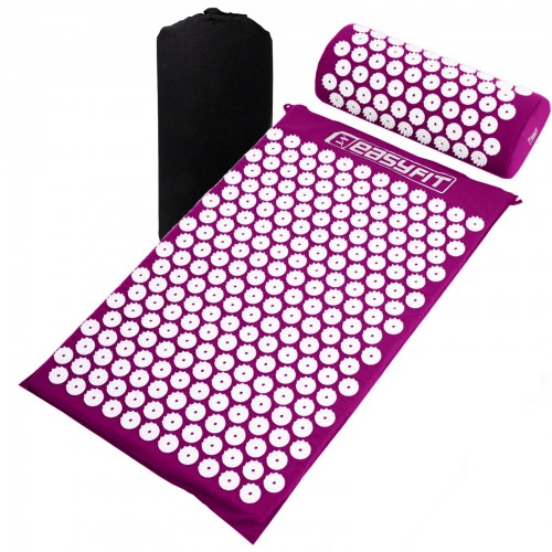 Масажний килимок Easyfit з подушкою (аплікатор Кузнєцова) 370х140 мм, фіолетовий, код: EF-2709-VW