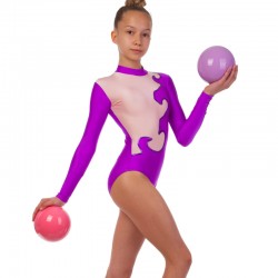 Купальник для художньої гімнастики дитячий FitGo 38, зріст 158, фіолетовий-рожевий, код: DR-1405_38VP