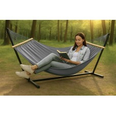 Монотонний гамак з планкою WCG Wish двомісний XXL 2000х1500 мм, сірий, код: HW-08Gr-2-IF