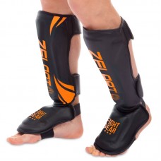 Захист гомілки та стопи для єдиноборств Zelart XL, чорний-помаранчевий, код: BO-8356_XLBKOR
