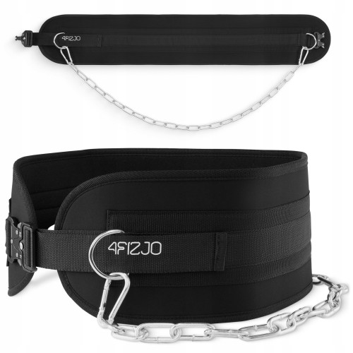 Пояс атлетичний для обтяження 4Fizjo Dip Belt 80 см, чорний, код: P-5905973402255