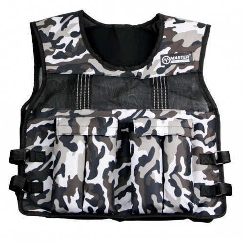 Тренувальний жилет Master з обтяженням 10 кг, чорний-білий сірий, код: 8592833007407-IN Тренувальний жилет Master з обтяженням 10 кг, чорний-білий сірий, код: 8592833007407-IN