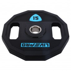 Блини диски поліуретанові 2 Handle металева втулка LiveUp ø51мм, 15кг, чорний, код: LP8023-15-S52