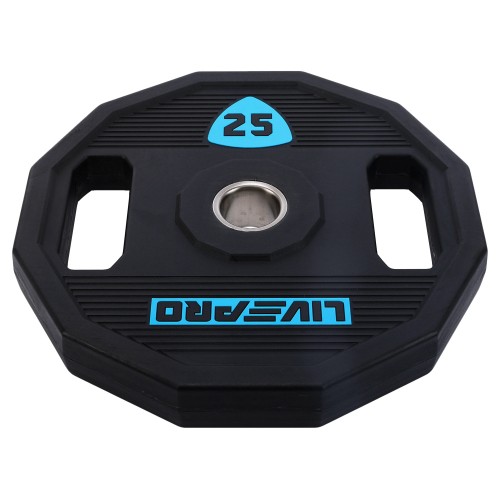 Блини диски поліуретанові 2 Handle металева втулка LiveUp ø51мм, 25кг, чорний, код: LP8023-25-S52