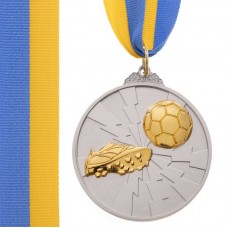 Медаль спортивна зі стрічкою PlayGame Футбол срібло, код: C-4847_S
