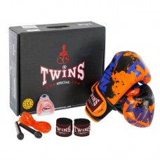 Боксерський набір 4в1 Twins 12 унцій, чорний-помаранчевий, код: B0-7972_12BKOR Боксерський набір 4в1 Twins 12 унцій, чорний-помаранчевий, код: B0-7972_12BKOR