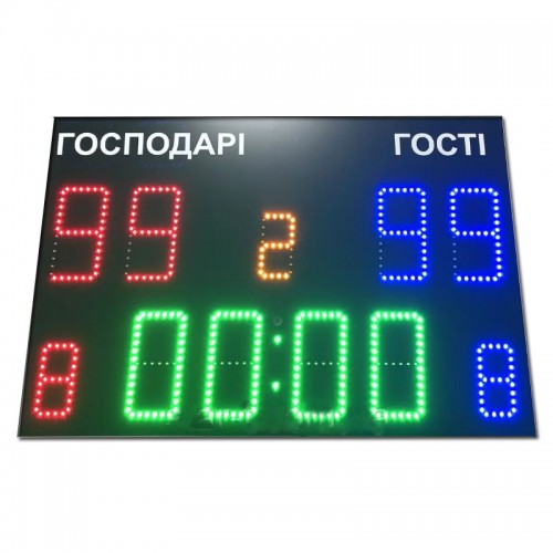 Універсальне спортивне табло LedPlay із додатковими написами " Господарі Гості" 750х500х50 мм, код: 07668-ST