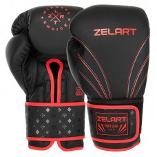 Боксерські рукавиці шкіряні Zelart 10 унцій, чорний-червоний, код: BO-3843_10BK
