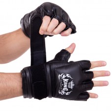 Рукавички для змішаних єдиноборств MMA Top King Extreme шкіряні L, чорний, код: TKGGE_LBK