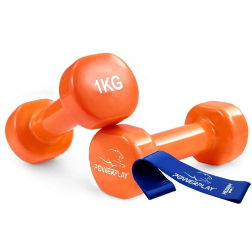 Гантель вінілова PowerPlay 2х1 кг, помаранчевий, код: PP_4103_2*1kg
