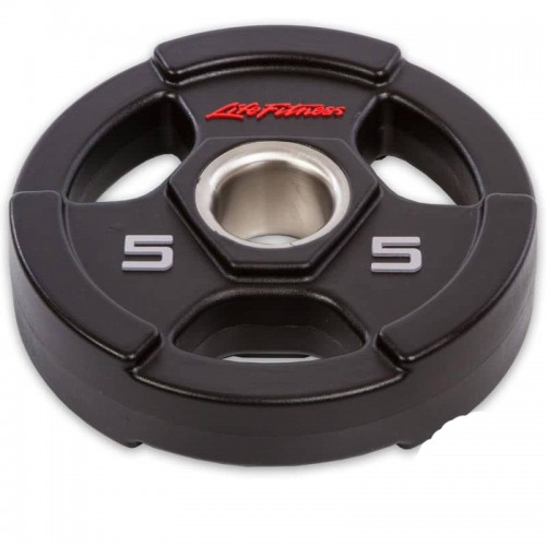 Диски поліуретанові Life Fitnessс хватом і металевою втулкою 5 кг (d-51мм), код: SC-80154-5-S52