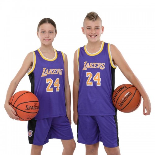 Форма баскетбольна дитяча NBA клуб Los Angeles Lakers 24, розмір XL, фіолетовий-жовтий, код: BA-9831_XLVY