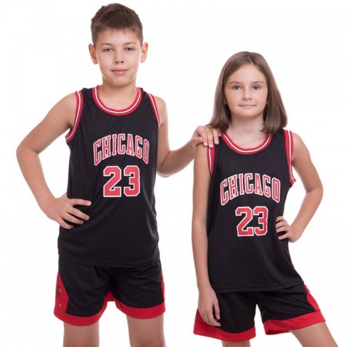 Форма баскетбольна дитяча NBA клуб Chicago Bulls 23 L (8 років), 128-134см, чорний-червоний, код: 5351_LBKR