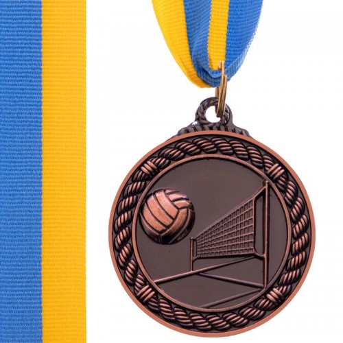 Медаль спортивна зі стрічкою PlayGame Волейбол бронза, код: C-7018_B