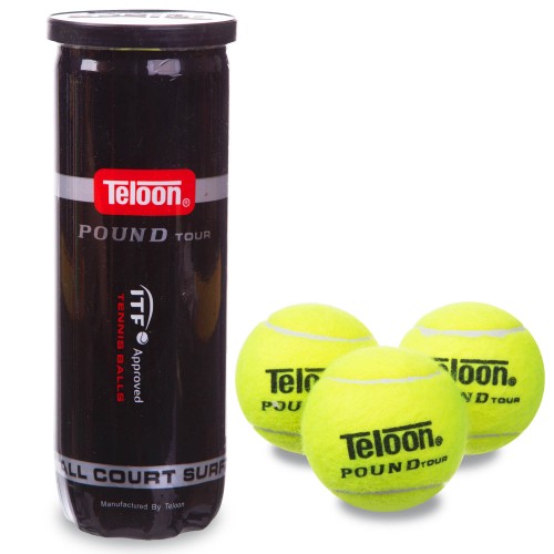 М'яч для великого тенісу Teloon Pound Tour 3шт, код: T828P3-S52