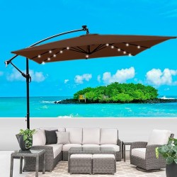 Парасоля садова WCG з LED-підсвіткою + чохол 2500x2500 мм, коричневий, код: W-7055LED-BR-IF