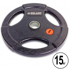 Млинці (диски) обгумовані Zelart Z-HIT з потрійним хватом 15кг, код: TA-5160-15-S52