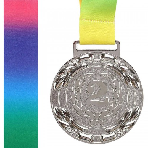 Медаль спортивна зі стрічкою PlayGame Laurel срібло, код: C-6209_S