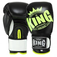 Рукавички боксерські Top King шкіра, 14oz, чорний-жовтий, код: TK0363_14Y